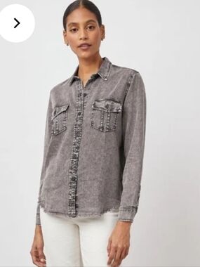 RAILS BLACK ACID WASH HENRY LIGHTWEIGHT TENCEL DENIM BUTTON DOWN SHIRT